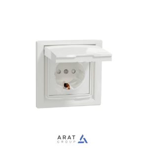 پریز برق ارت اشنایدر دربدار سفید و کرم